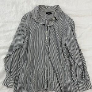 Navy and White Striped Casual Shirt